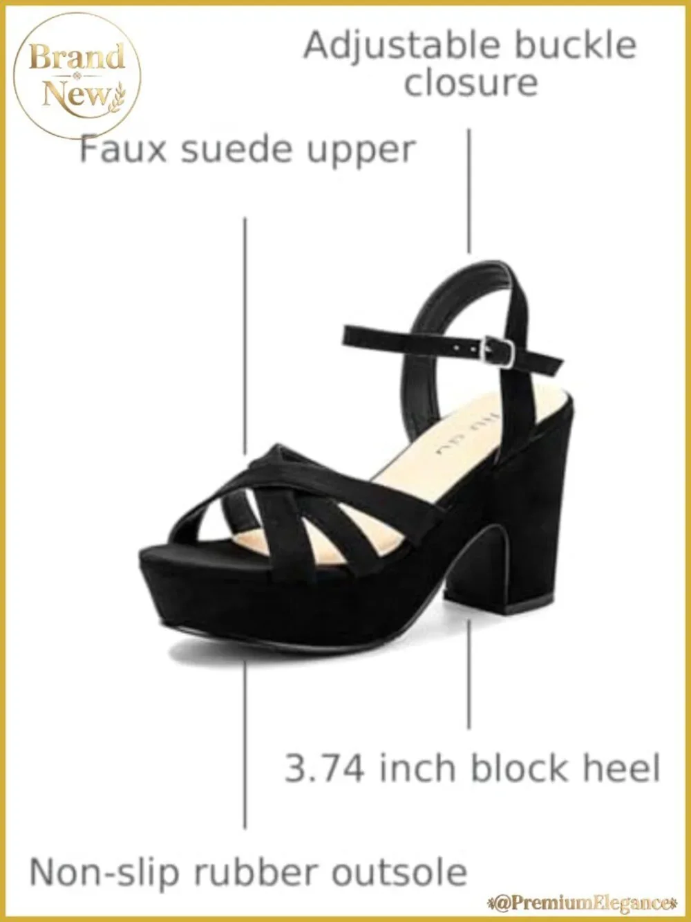 Faux Suede Platform Chunky Heel Ankle Strap Sandals Women Open Toe